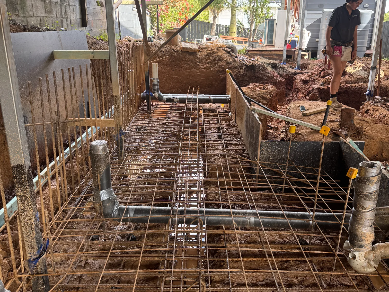 Reinforcement and footing preparation for a structural retaining wall in Brisbane